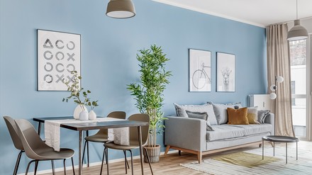 Blick in das Wohnzimmer einer Junior-Suite im Limehome-Apartmenthaus in Trier