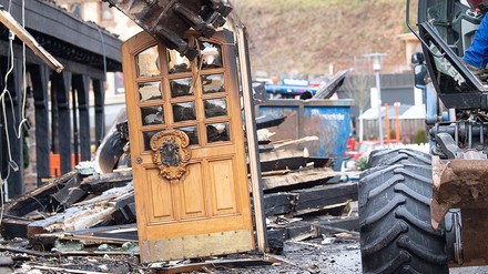 Die ausgebrannte Schwarzwaldstube in der Traube Tonbach
