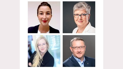 Nadjet Bennaceur (oben links), Katrin Schissler (oben rechts), Annelie Richers (unten links) und Mathias Rusch (unten rechts) managen die IntercityHotels in Genf und Berlin. (Fotos: © Steigenberger Hotels AG)