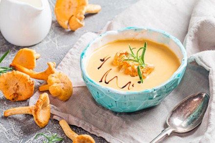 Pfifferlingsmousse mit Wildkräutersalat