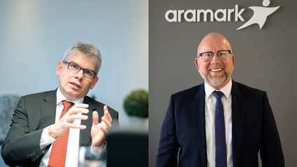 Jürgen Vogl (links) übergibt den Vorsitz bei Aramarkt an Arnd Rune Thomas (rechts). (Fotos: © Aramark)