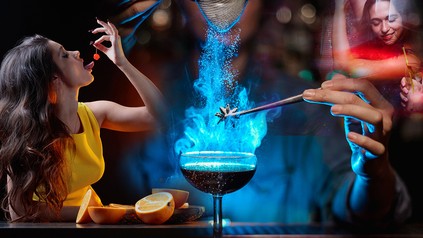 Collage Barkeeper und Cocktails