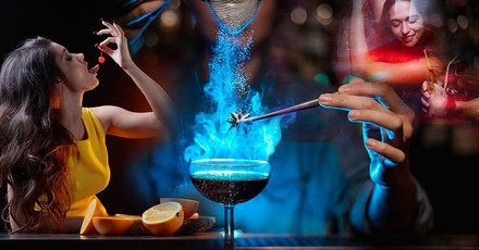 Collage Barkeeper und Cocktails