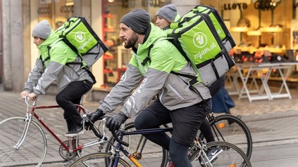 Mjam-Fahrradkuriere im Einsatz