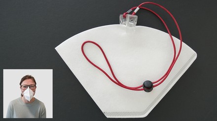 Mundschutz, der aussihet wie Melitta Kaffeefilter